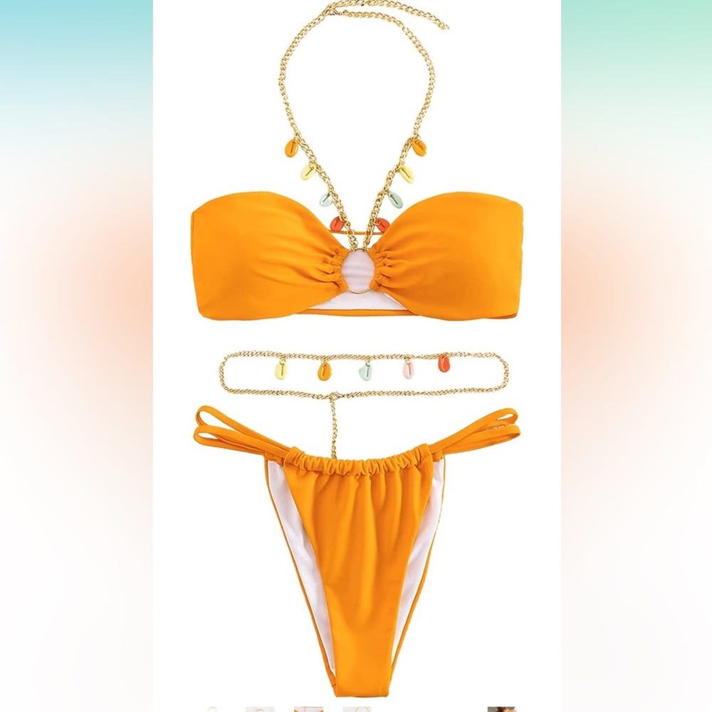 SweatyRocks Women's 2 Piece Bathing Suit Ribbed Tie Side Halter Bikini Swimsuit
